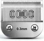 Ruzros imported seven piece professional clipper blades array detailing size markings on surface.