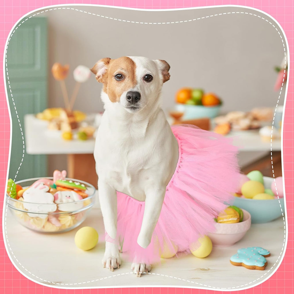 Locmeo vibrant tulle pet outfit laid flat showing drawstring closure