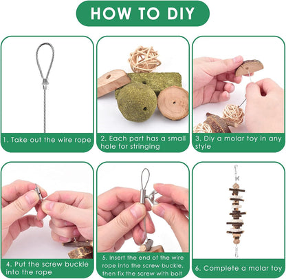 Dehydrated natural apple wood sticks and loofah slices for guinea pig teeth grinding.
