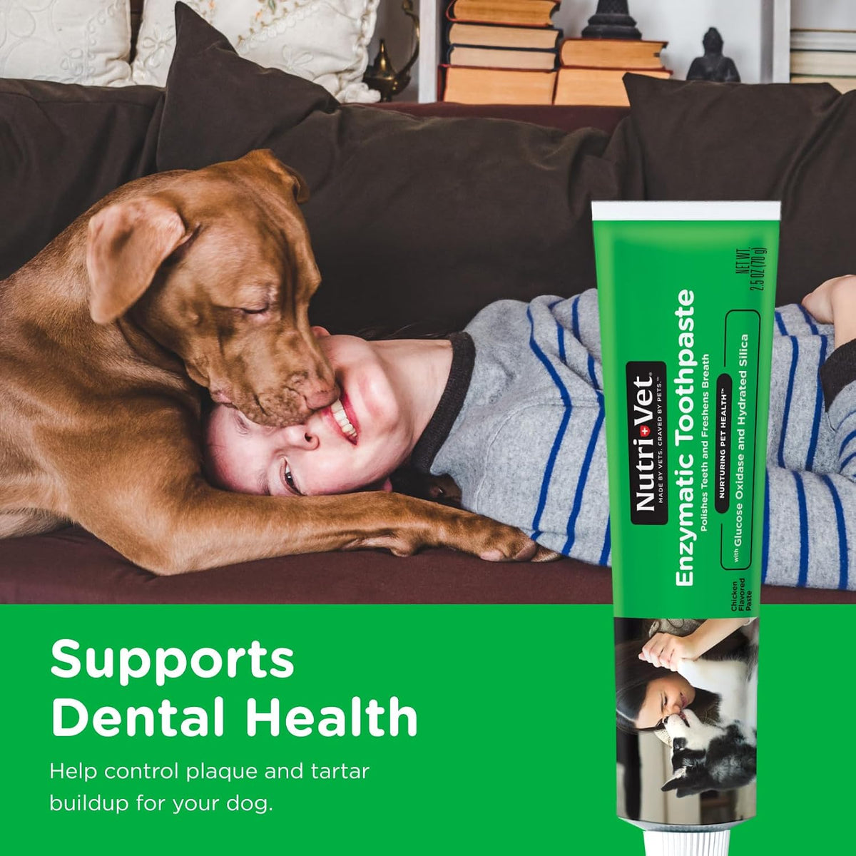 Nutri-Vet chicken flavored dog dental gel tube packaging