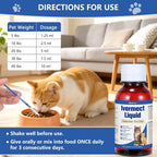 Close up shot of the secure dropper cap and clear liquid texture of the USA imported cat dewormer
