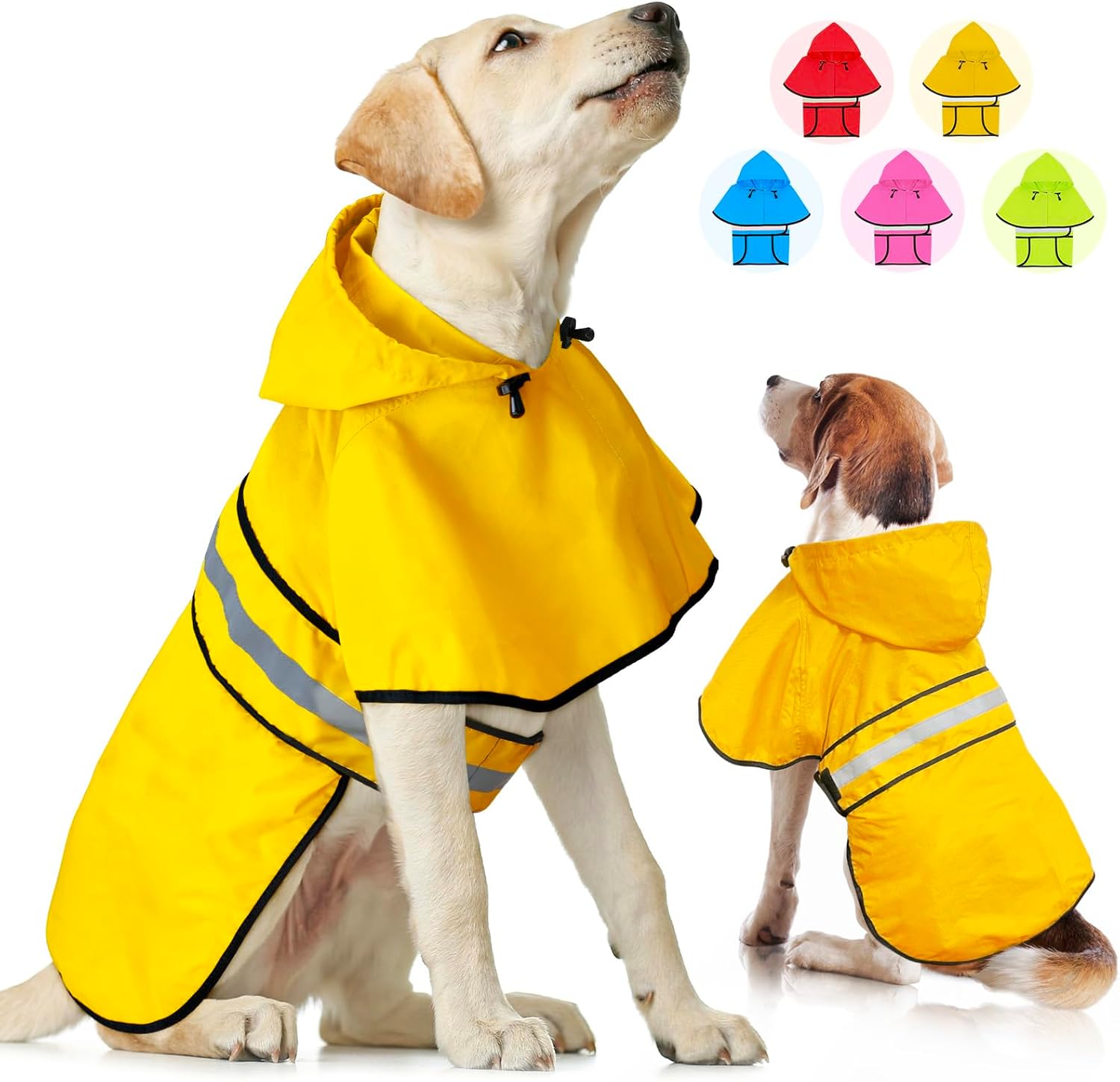 Weesiber Dog Raincoat, Waterproof Dog Rain Jacket with Leash Hole, Lightweight Reflective Pet Rain Coat for Walking (XL, Pink) - Image 12