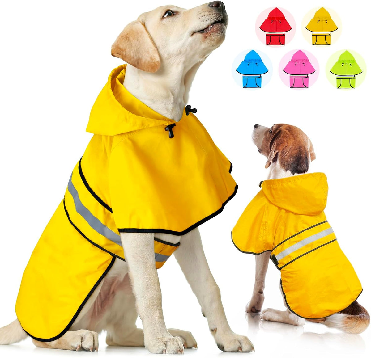 Weesiber Dog Raincoat, Waterproof Dog Rain Jacket with Leash Hole, Lightweight Reflective Pet Rain Coat for Walking (XL, Pink) - Image 12