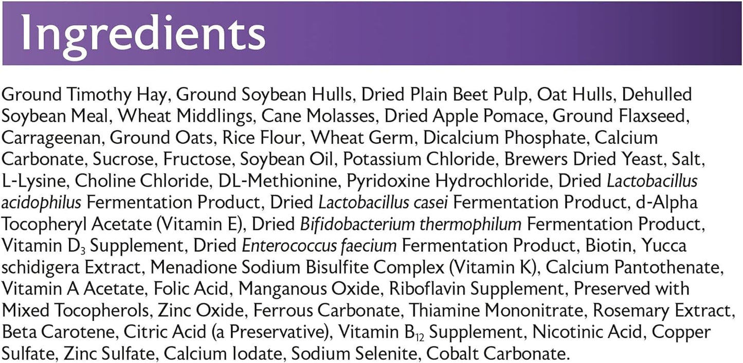 Mazuri grass hay based tortoise food nutritional facts label