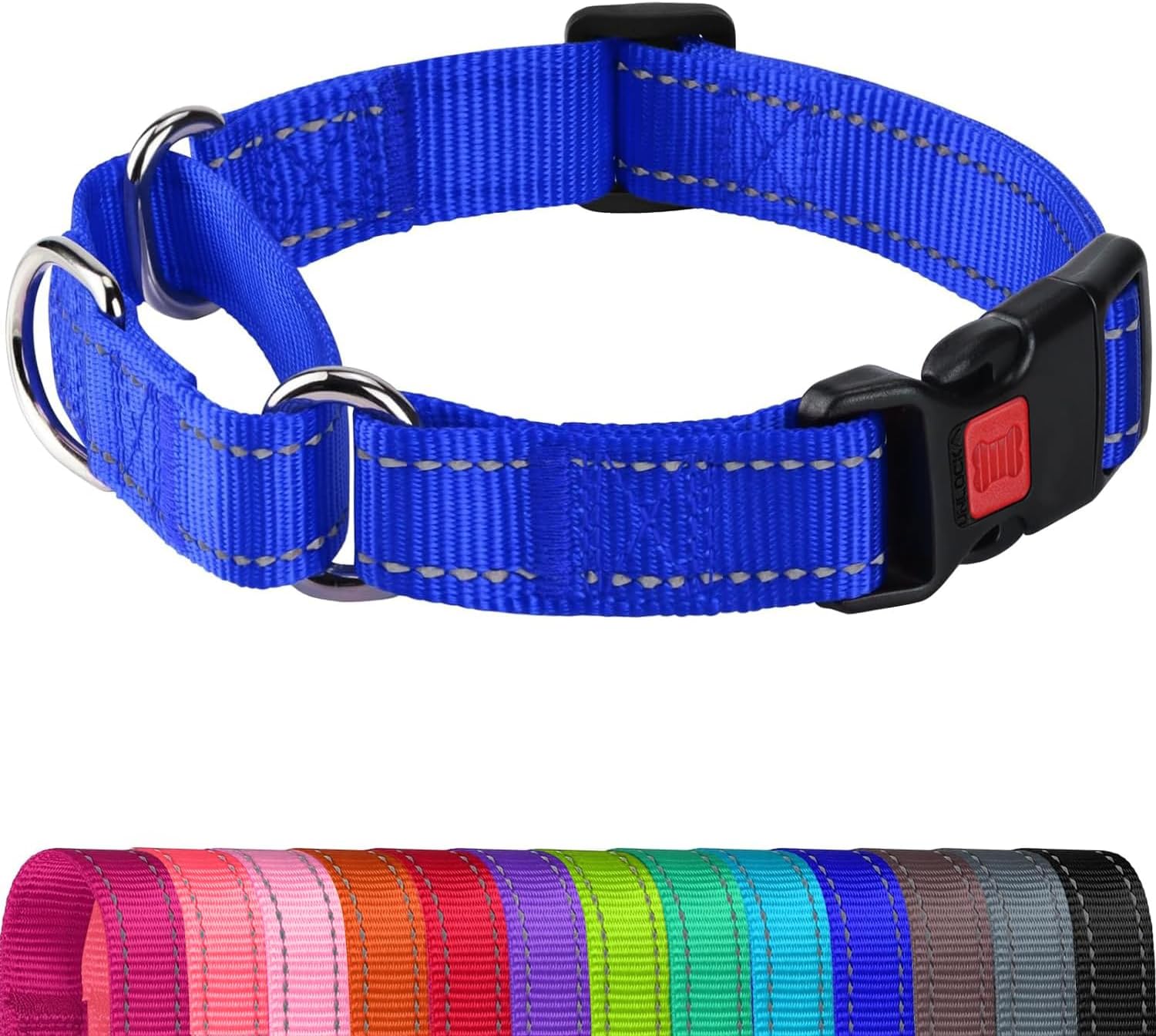Joytale Martingale Collar for Dogs, Reflective Escape Proof Training Dog Collars with Safety Lock Buckle, No Slip Soft Nylon for Medium Pets, Hotpink, M - Image 12
