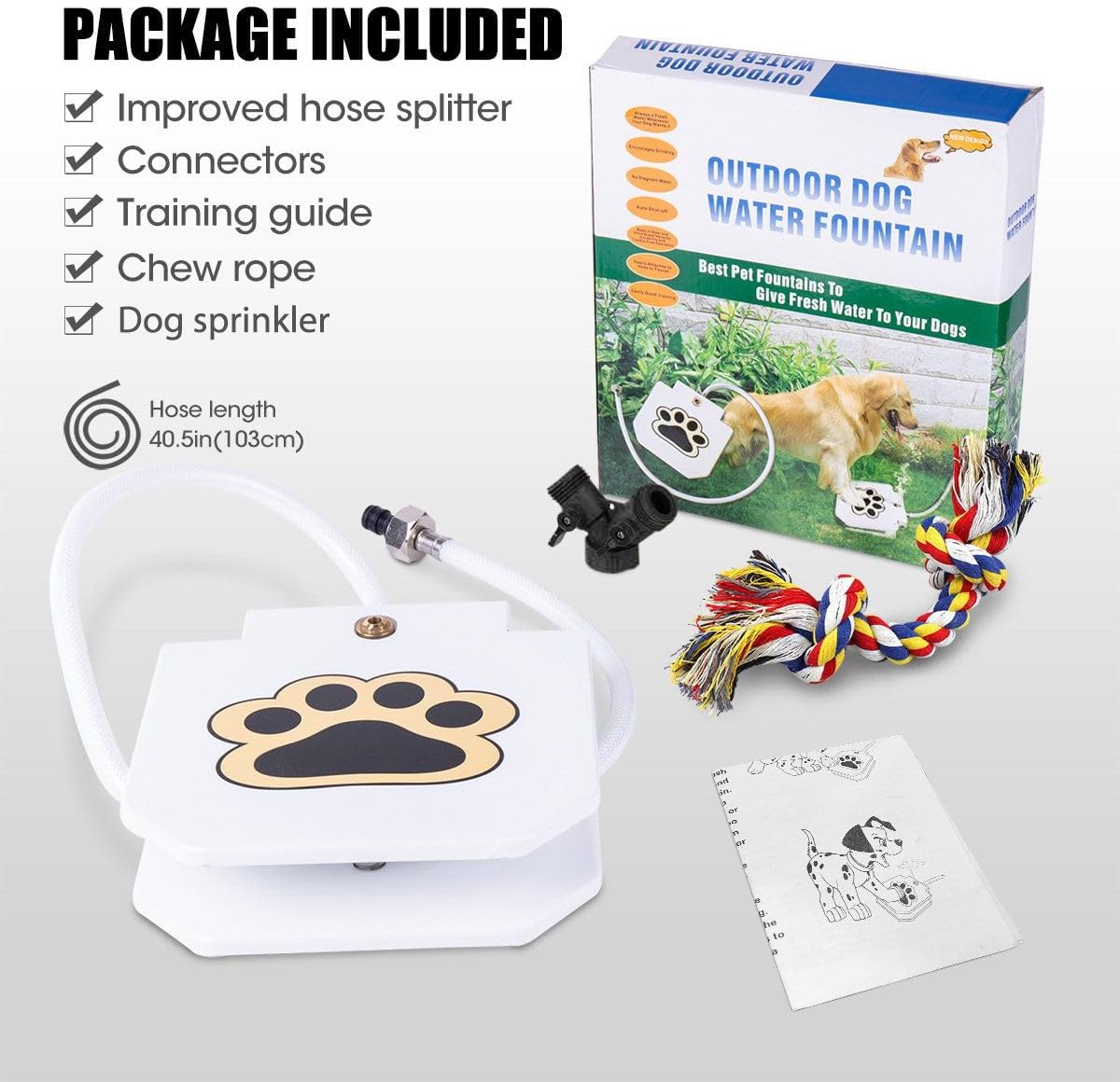 Bacoeng dog water fountain included accessories and molar rope
