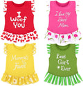 XPUDAC 4 Pack dog dress girl clothes front view showing colorful floral patterns