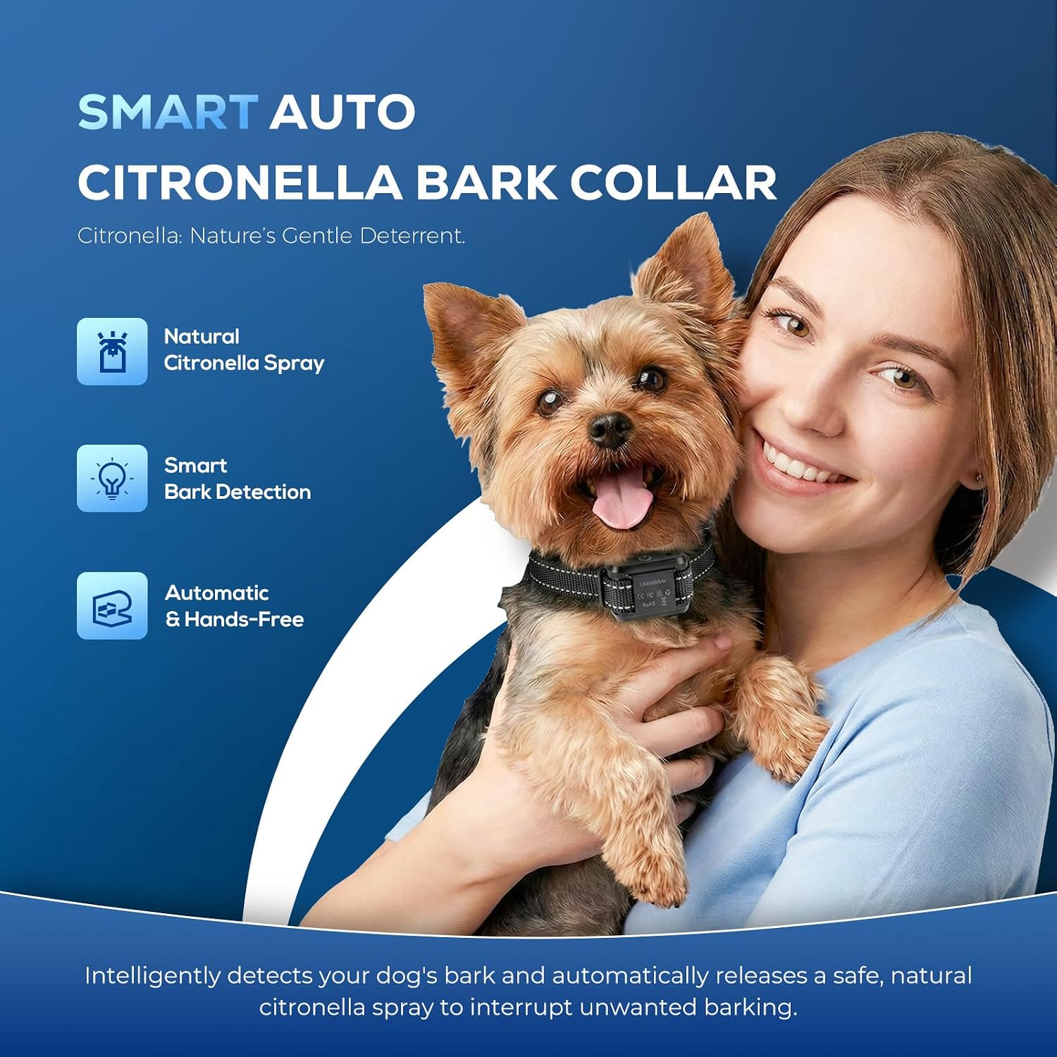 Citronella Dog Bark Collar, Dog Bark Collar for Large Medium Small Dogs, Bark Collar with Adjustable Spray & Sensitivity, Rechargeable Anti-Bark Collar for Dogs with Safe, 2 Collar Straps(Black) - Image 5