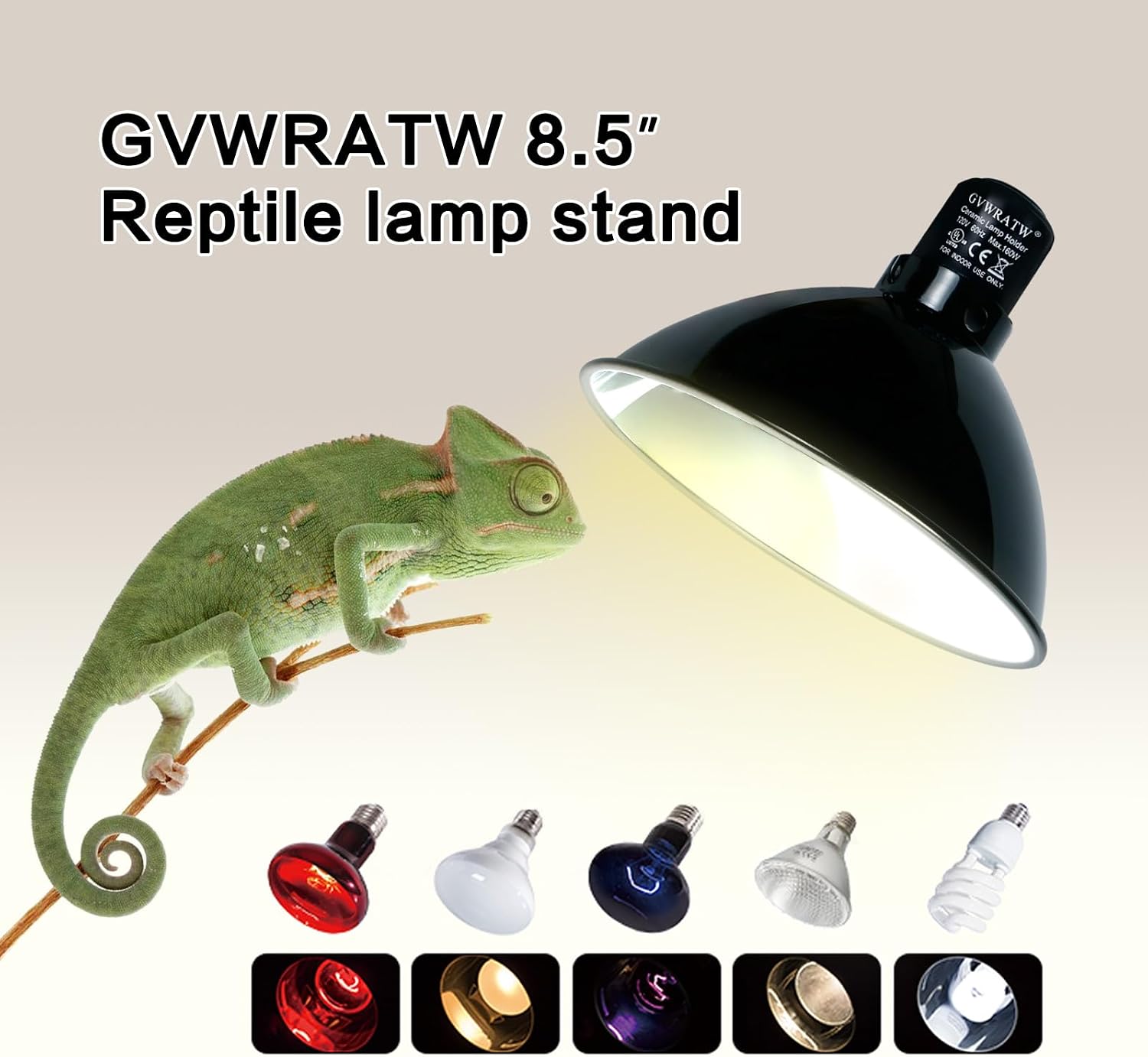 PTSCBS optical reflection terrarium dome lamp placed over a glass reptile tank.