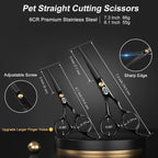 CIICII professional pet grooming shears set laid out with safety round tips