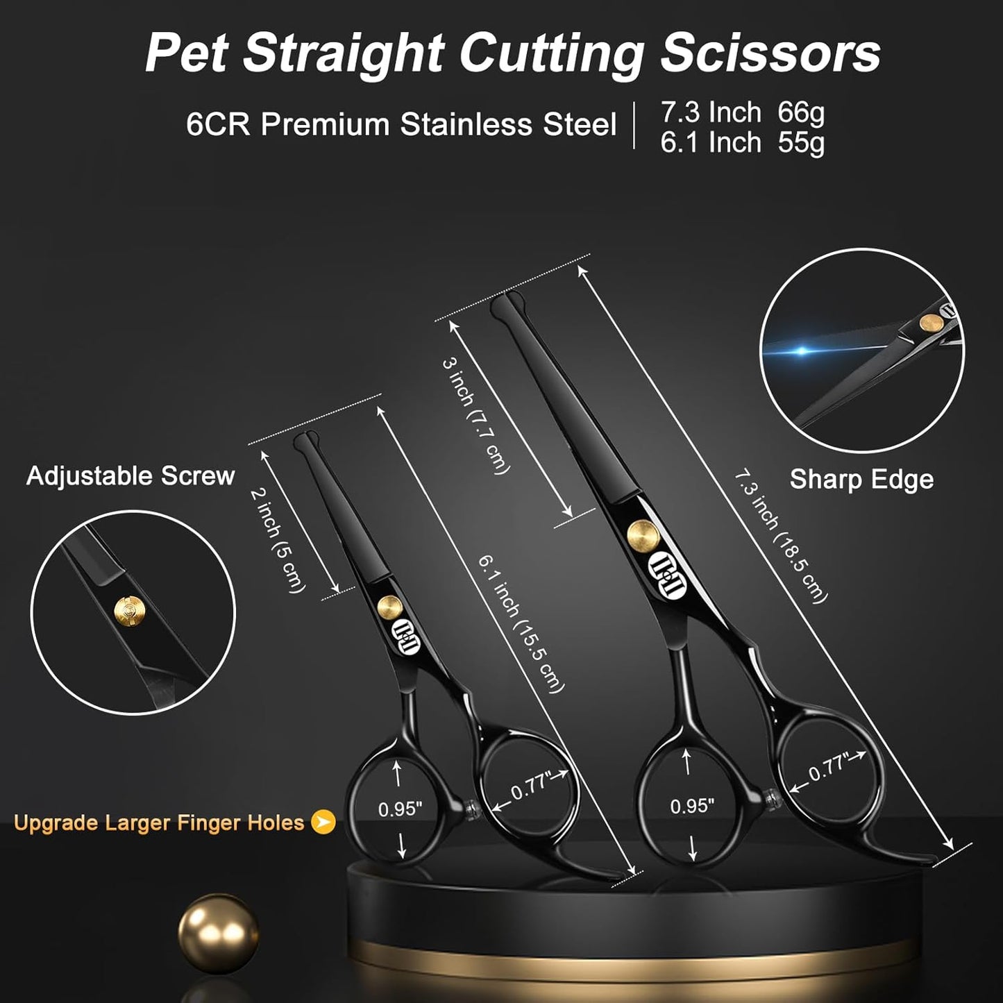 CIICII professional pet grooming shears set laid out with safety round tips