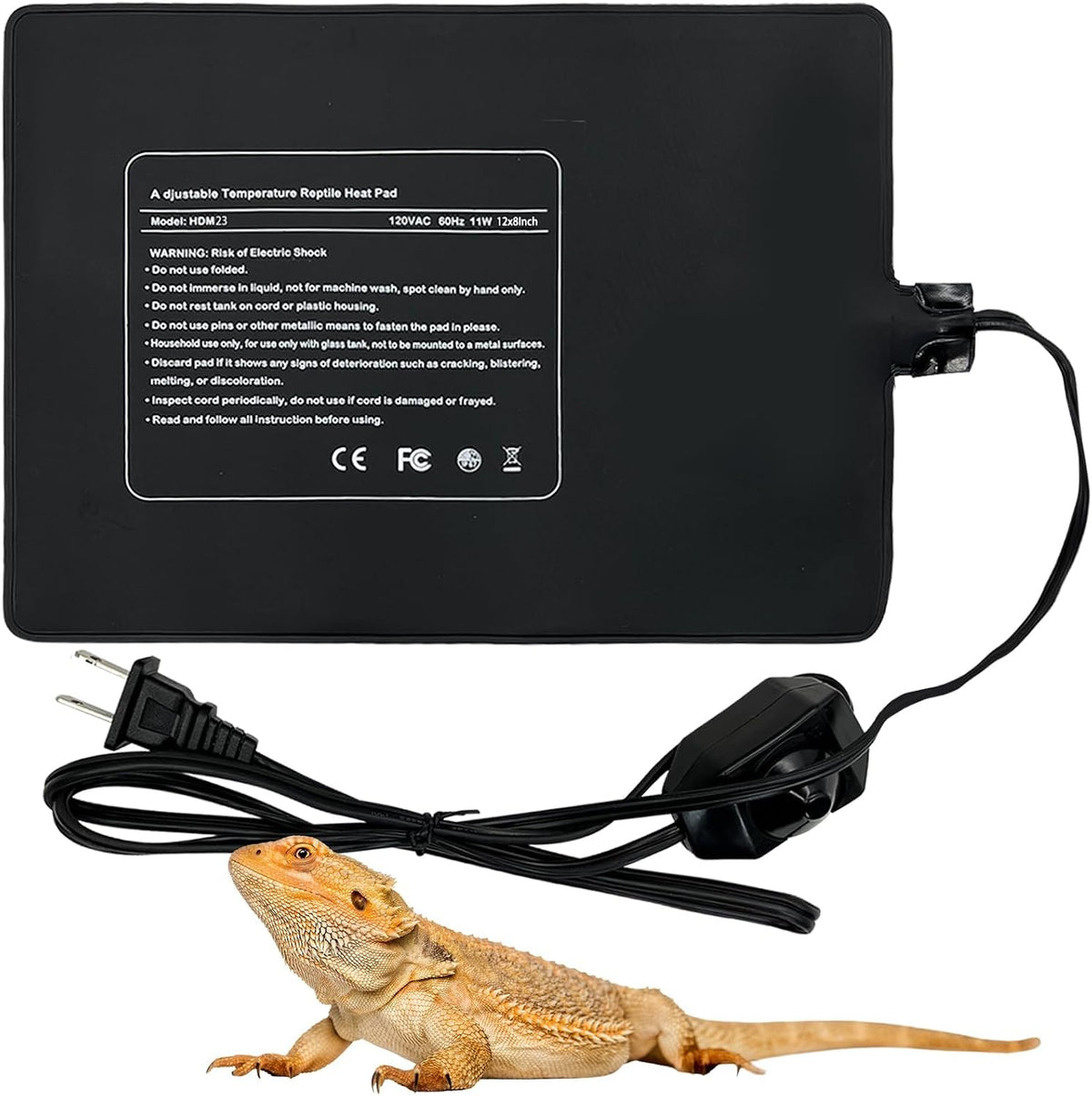 Hamiledyi reptile heating pad front view showing overall mat design.