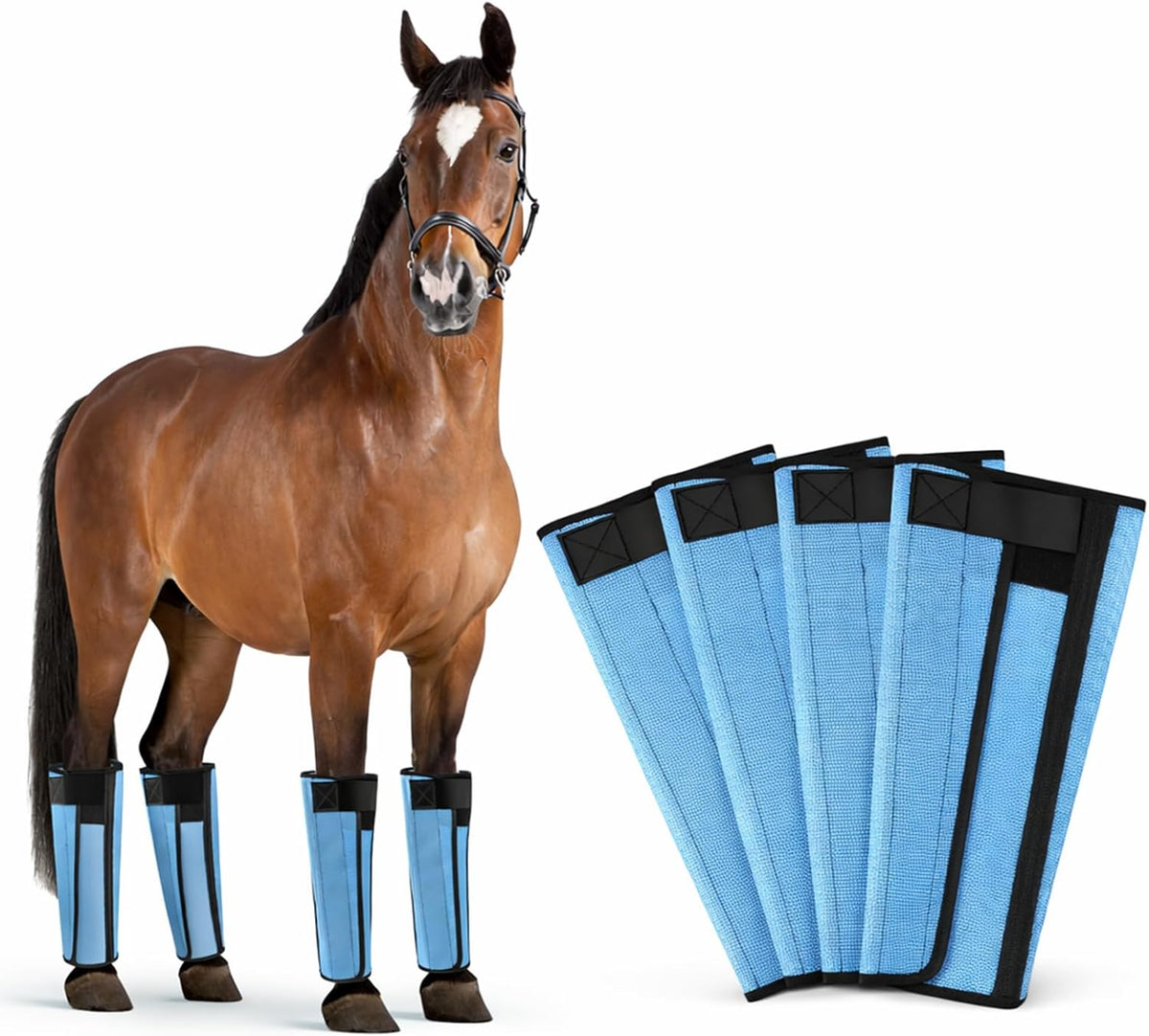 Fly Boots for Horses Set of 4, Horse Fly Boots with Reinforced Stitching, Extra-Wide Adjustable Hook & Loop Strap for Secure Fit, Breathable Mesh Fly Leg Wraps for Horse (4Pack, Orange) - Image 11
