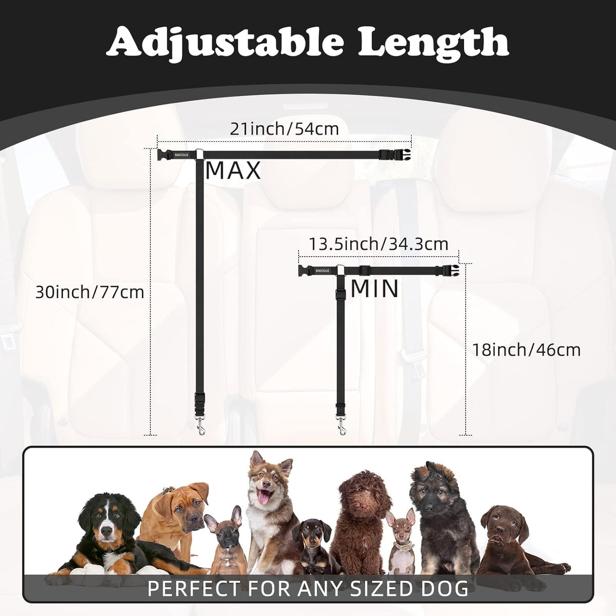 Bwogue pet travel safety lead attached to car headrest