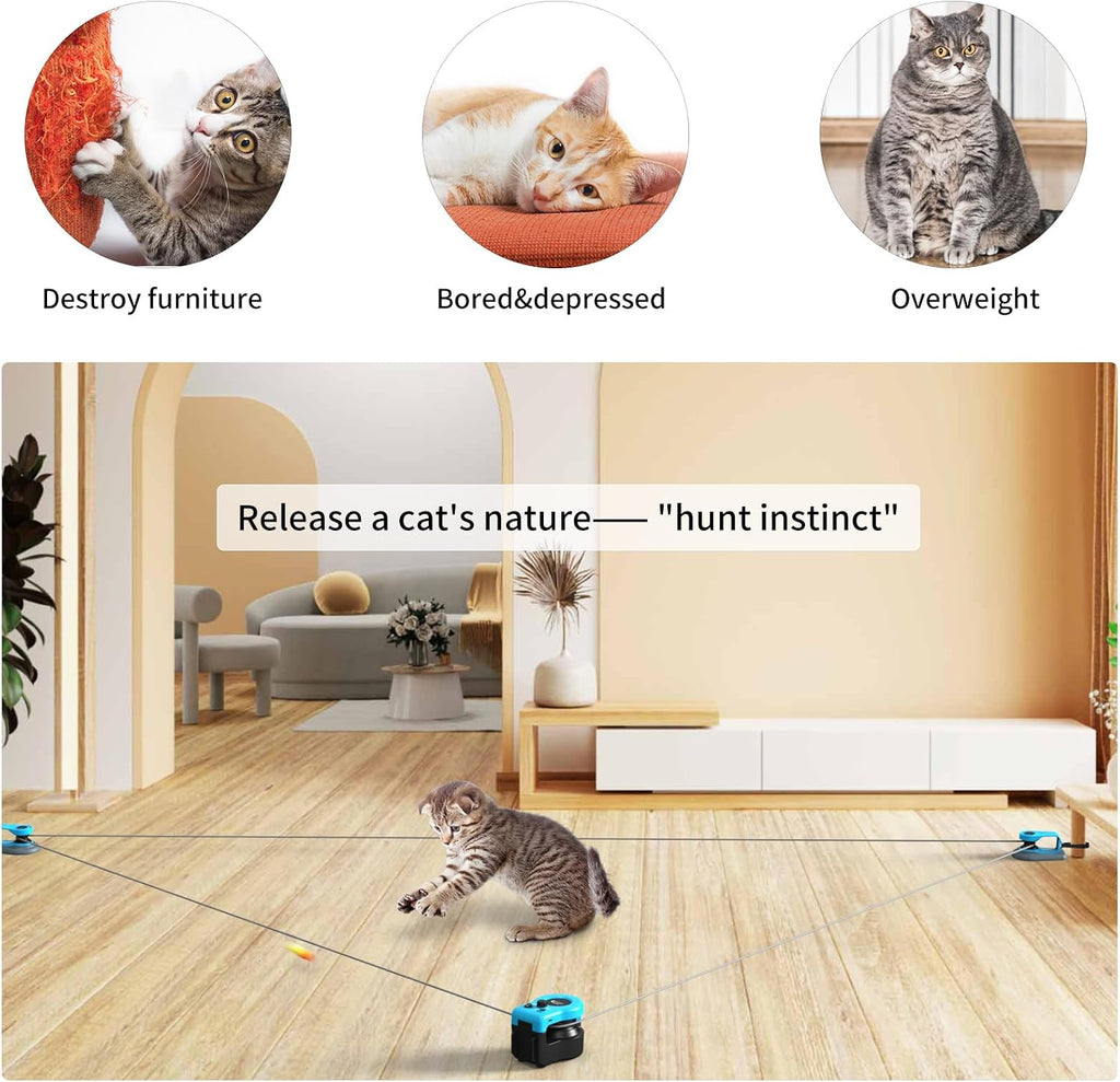 AsFrost interactive feline exercise machine showing the three included DIY trajectory wire clips.