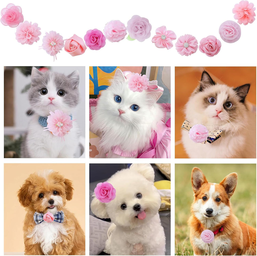 Two to four inch pink floral pet collar accessories suitable for large and small dogs