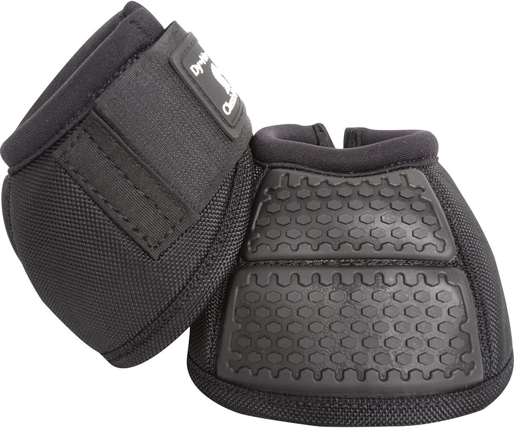 Classic Equine Flexion No Turn Bell Boots front view showing the secure hook and loop closures.