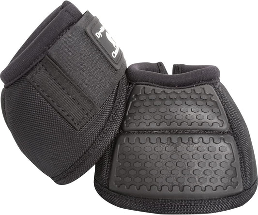 Classic Equine Flexion No Turn Bell Boots front view showing the secure hook and loop closures.