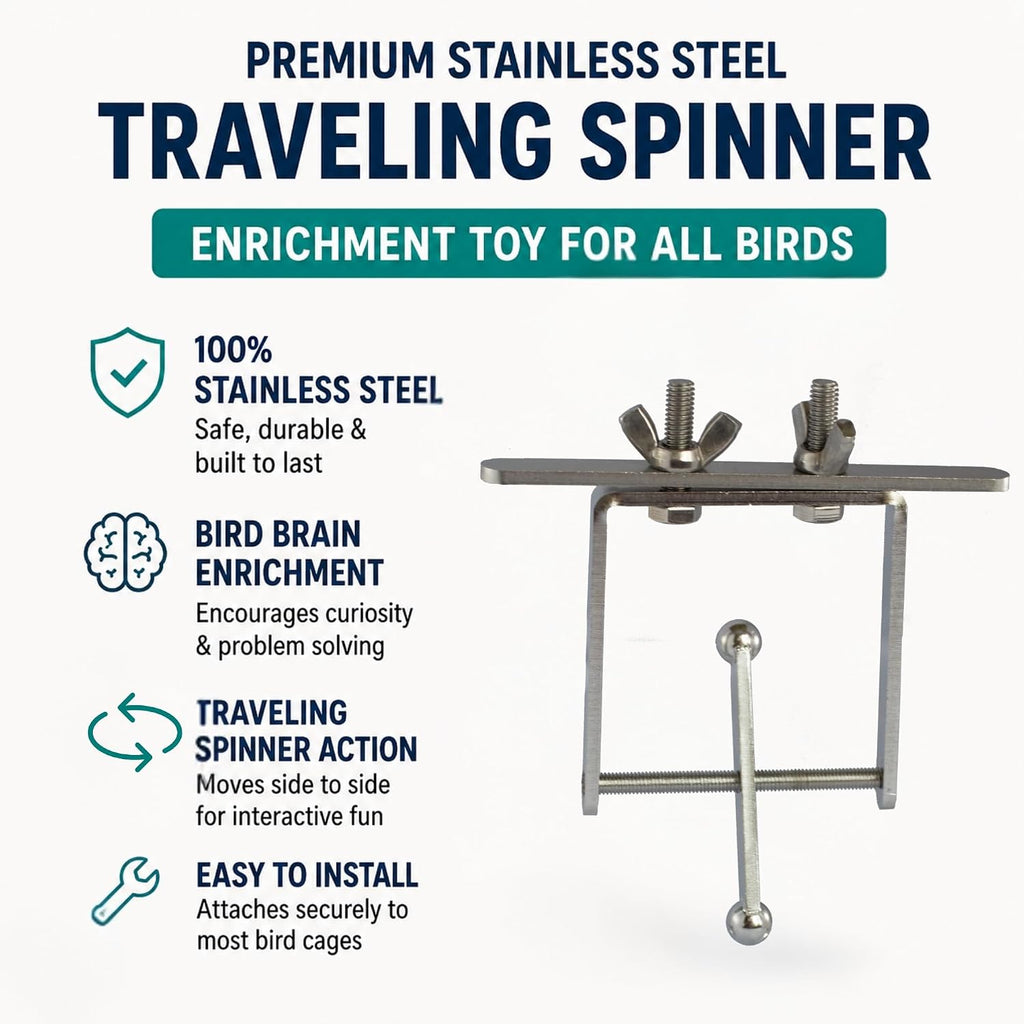 Close up of Busy Bird Spinner traveling rod mechanism