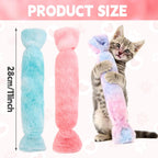 Three colorful candy shaped catnip toys for indoor cats