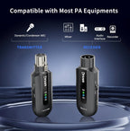 KYXAIN wireless microphone transmitter receiver package contents including dual charging cable