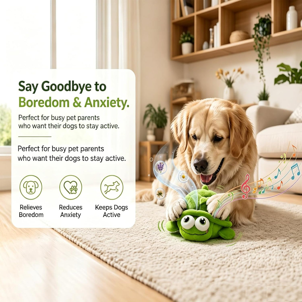 Plush chew toy for small medium and large dogs being nudged by a puppy