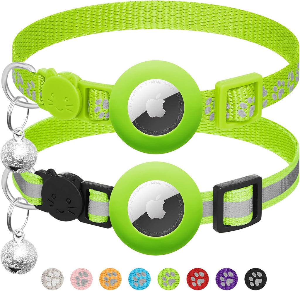 2 Pack Airtag Cat Collar Breakaway with Bell,Reflective Kitten Collar with Apple Airtag Cat Collar Holder,Adjustable 7-12In,Safety Buckle for Girl Boy Cats,Pet Supplies,Accessories,Gifts (Pink) - Image 12