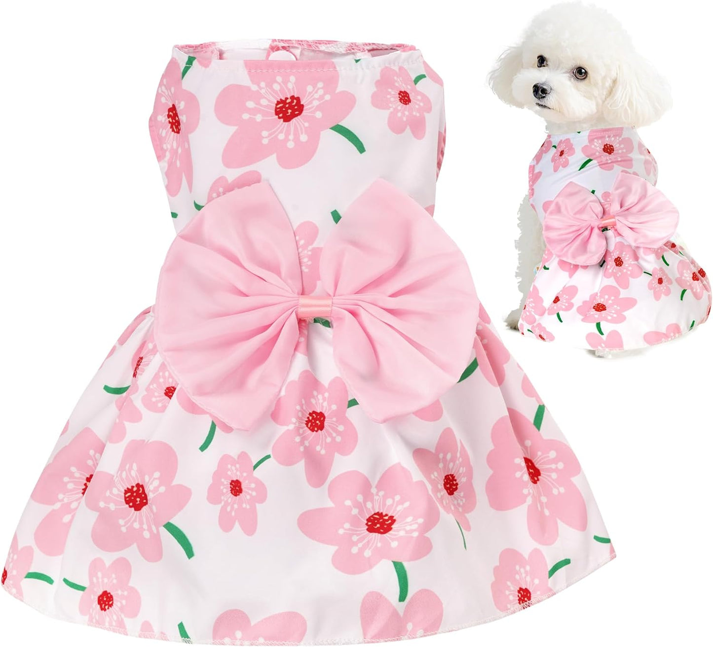Choyaxo small dog summer fashion clothing close up on fabric texture.