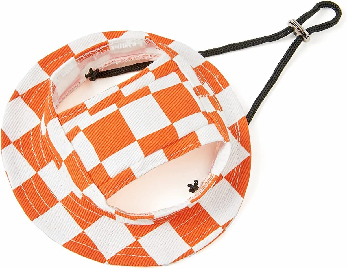 Dog Sun Hat Cute Pet Hat Trucker Hat with Ear Holes for Sun Protection Adjustable Square Print Cotton Fisherman's Hat for for Small Medium Dogs Cats - Image 12