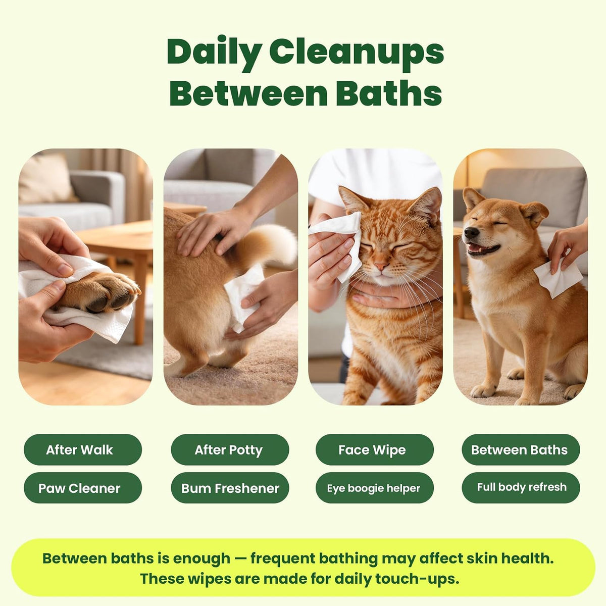 Four pack value bundle of unscented hypoallergenic grooming wipes for multi pet homes.
