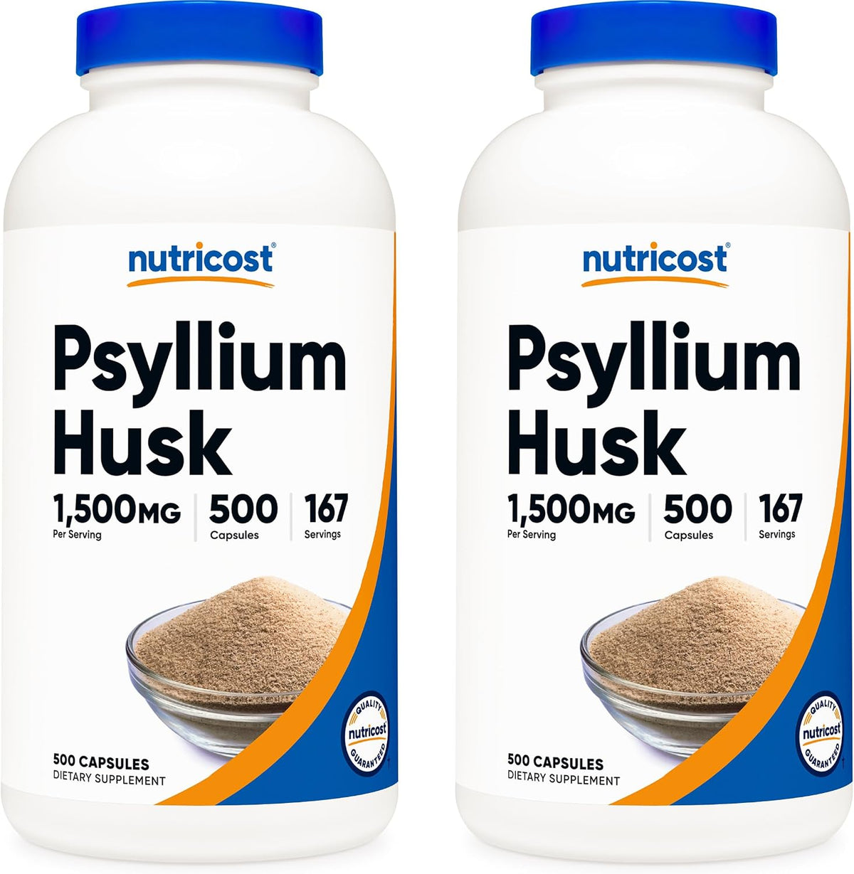 Nutricost Psyllium Husk wellness supplement bottle packaging layout