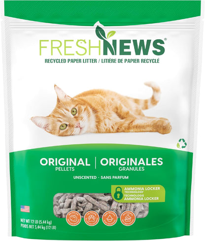 Fresh News Recycled Paper Original Pellet Cat Litter, 25 Pound, Non-Clumping, Unscented, Made in USA - Image 10