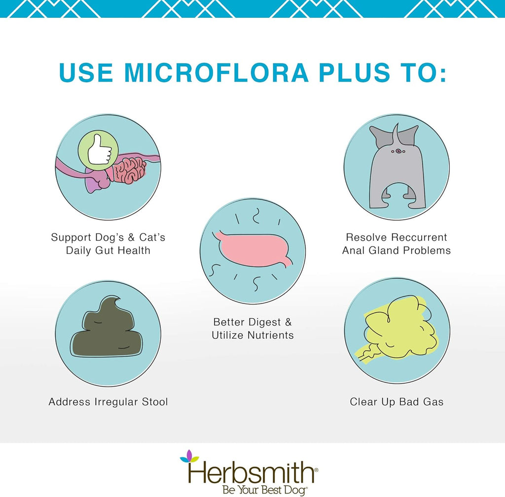 Herbsmith Microflora Plus 4 in 1 complete cat supplement back label ingredient list