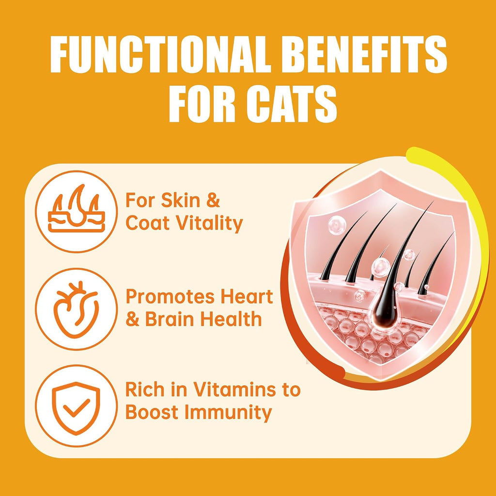 Omega 3 fish oil paste texture demonstration for cat skin health