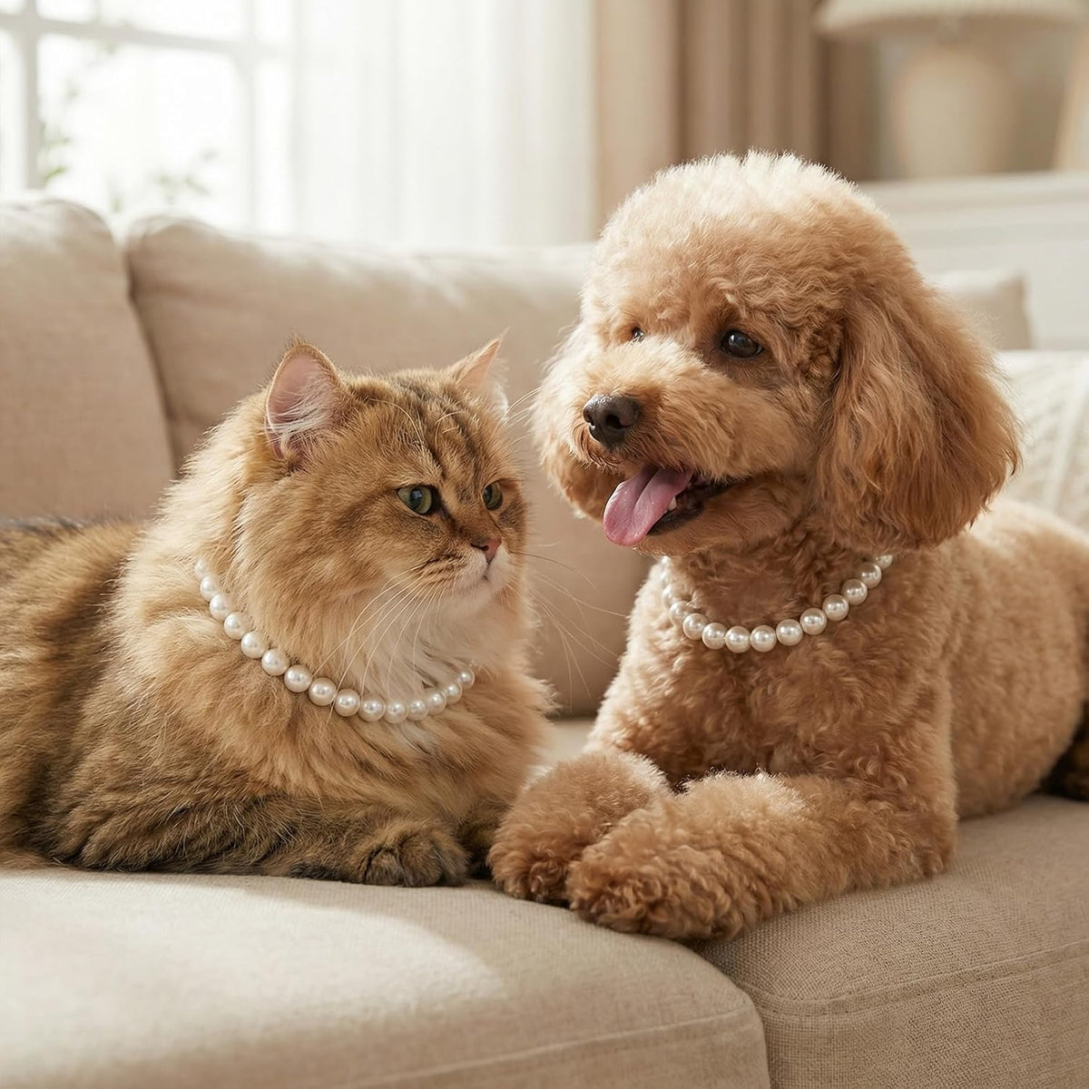 Size measurement guide for Fengek thirteen inch pearl dog collar necklace.