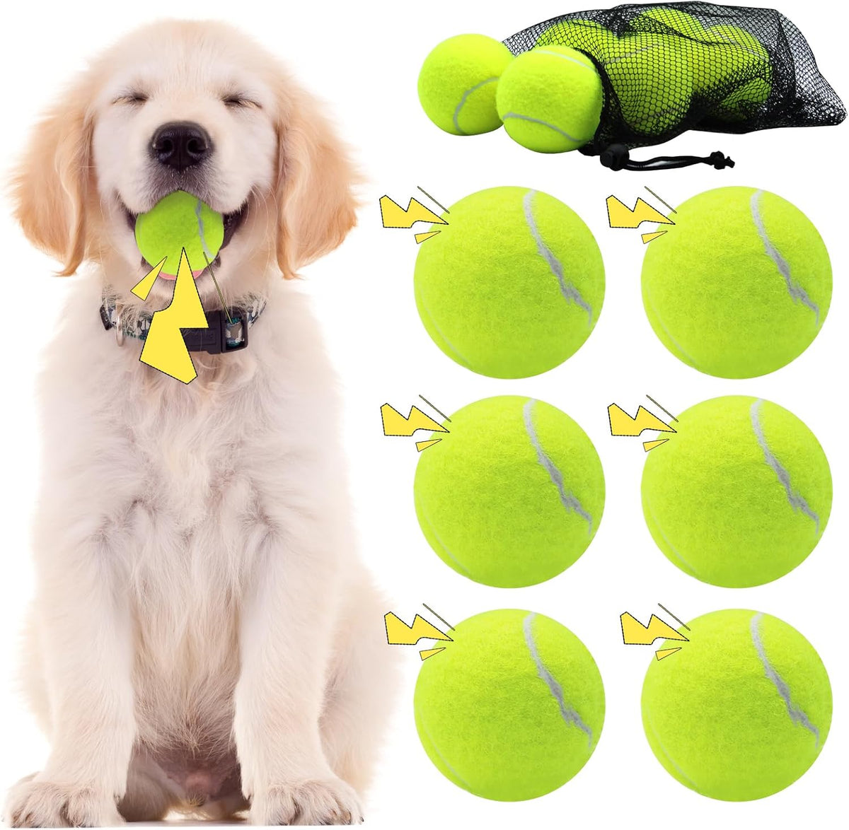 Swingers Squeaky Tennis Balls for Dogs,2.5 inch Training Tennis Balls,Exercise Ball for Pet Dog with Mesh Carry Bag Easy to Transport (Multicolor, 6 Pack) - Image 9