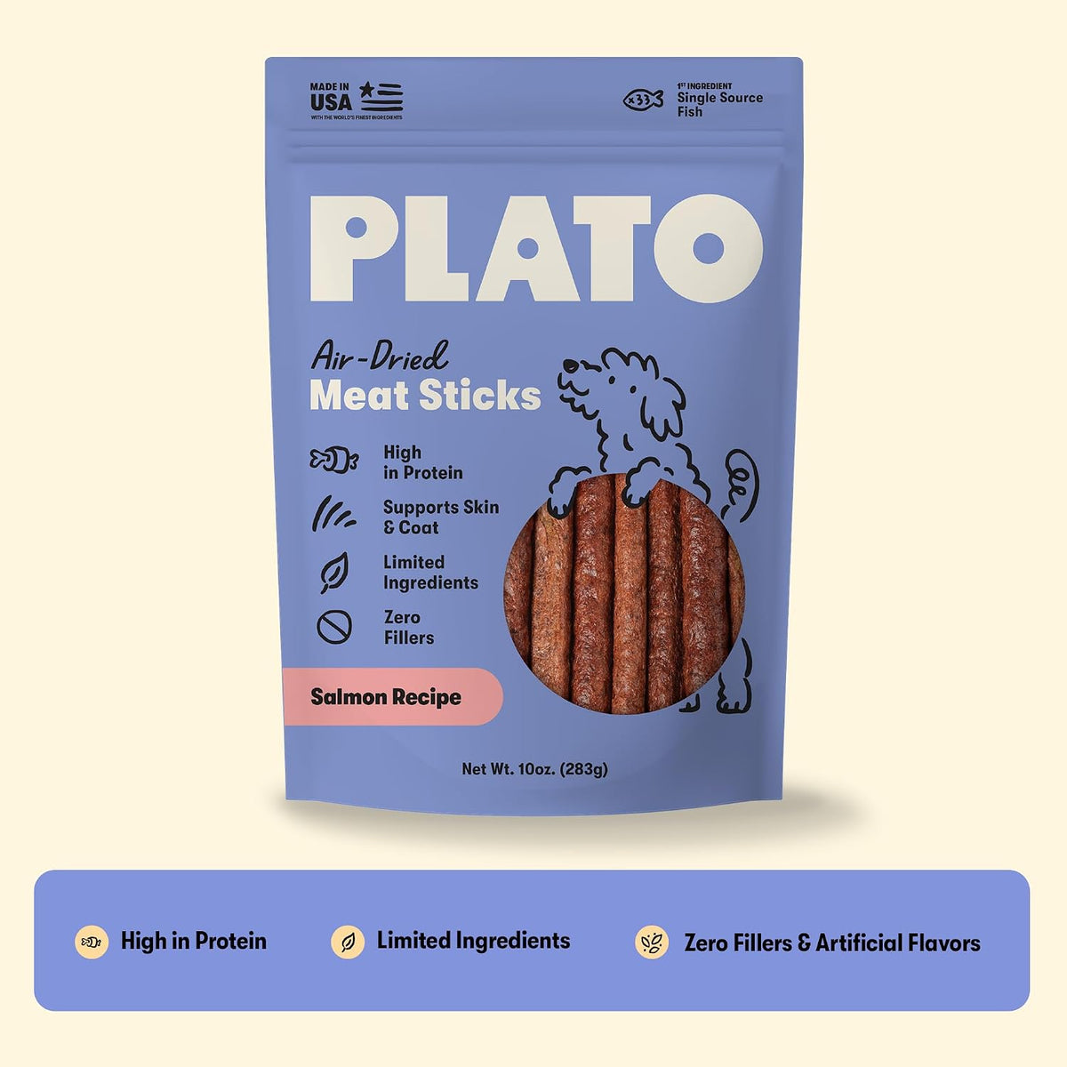 USA imported Plato air dried salmon treats for premium pet care in India