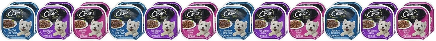 Cesar Filets in Gravy Adult Wet Dog Food Variety Package,Filet Mignon,New York Strip and Prime Rib Flavors,3.5 oz. Easy Peel Trays,Variety Pack,24 Count (Pack of 2) - Image 10