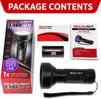 Compact GearLight XR68 black light showing the battery compartment setup