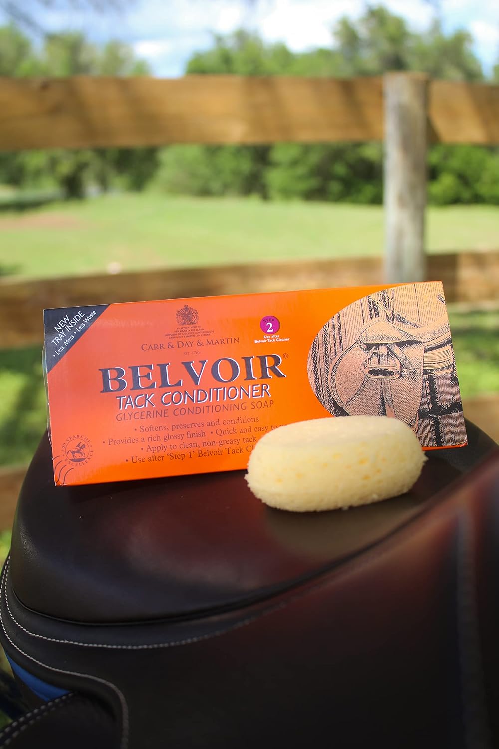 Authentic Belvoir glycerine leather soap bar for softening stiff tack.
