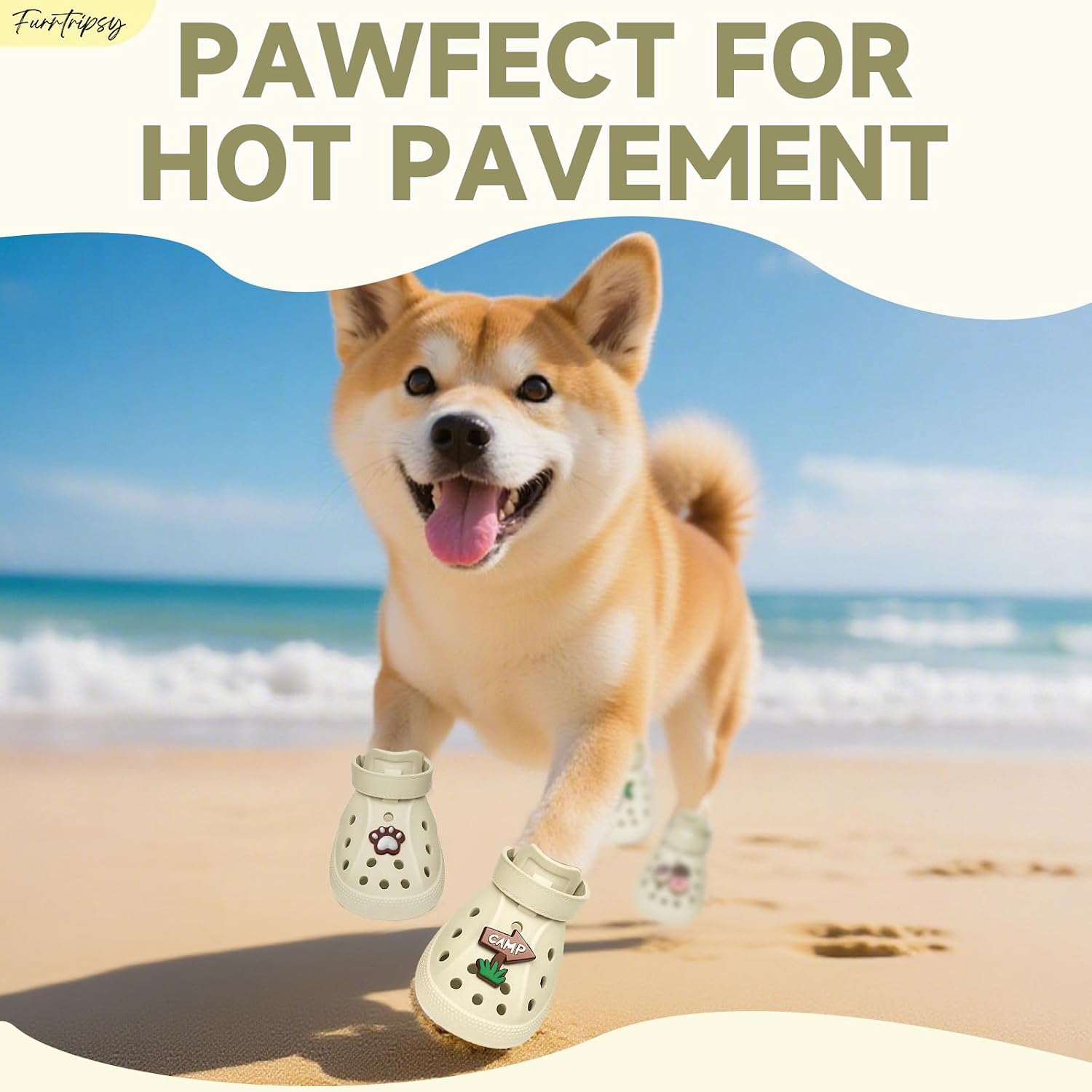 Furrtripsy dog shoes showing reflective strips for night safety