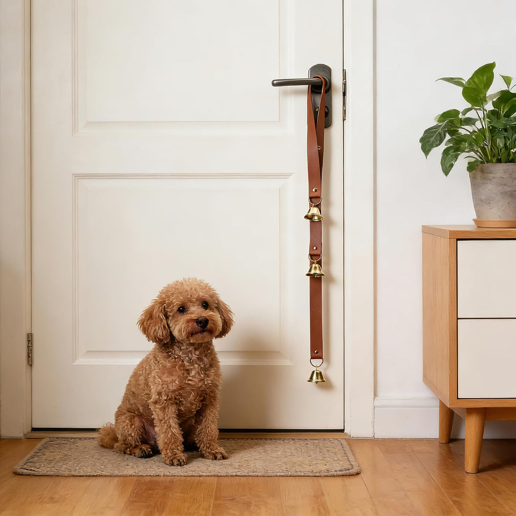 Detailed hardware of durable leather dog doorbell
