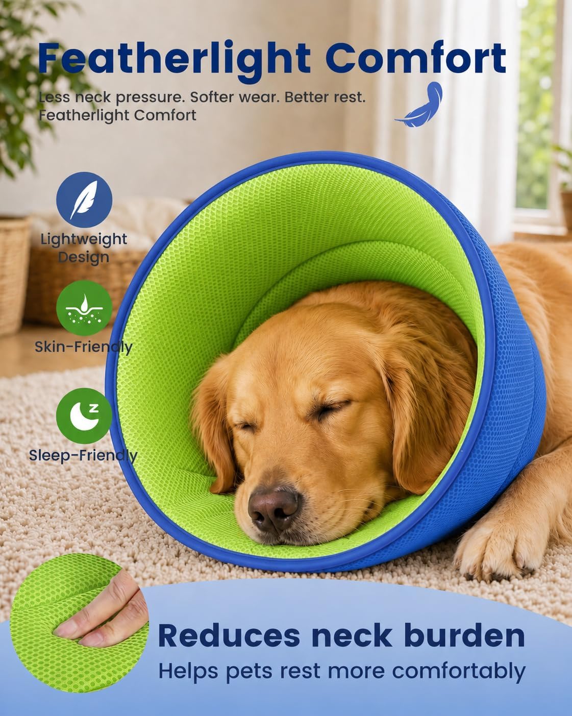 Babday dog cone collar showing adjustable velcro closure