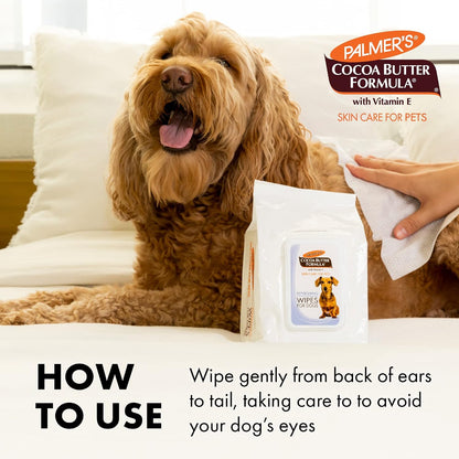 Paraben free cocoa butter formula wipes for sensitive pet skin