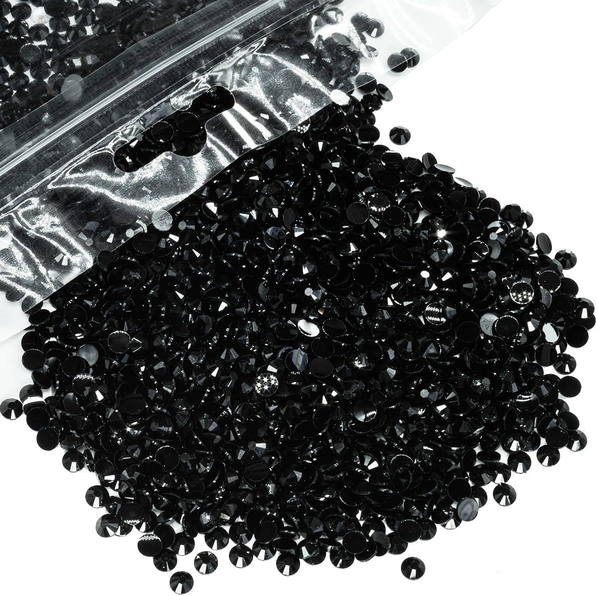 Qiipii 5000 pieces 4mm pure black resin rhinestones front view