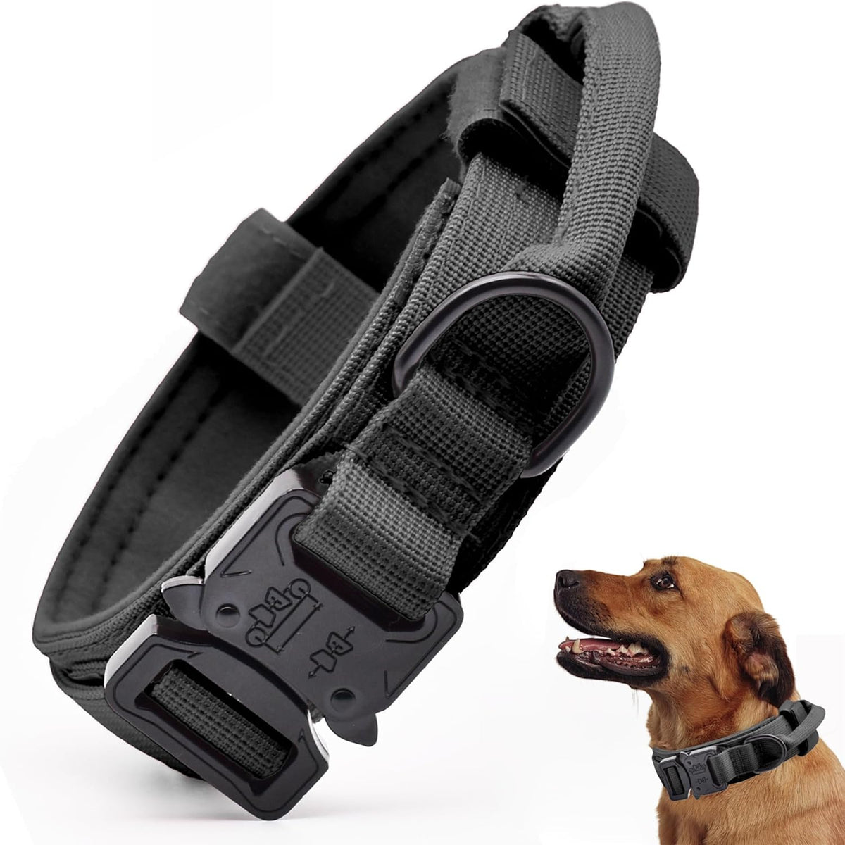 Cadono tactical dog collar black front view