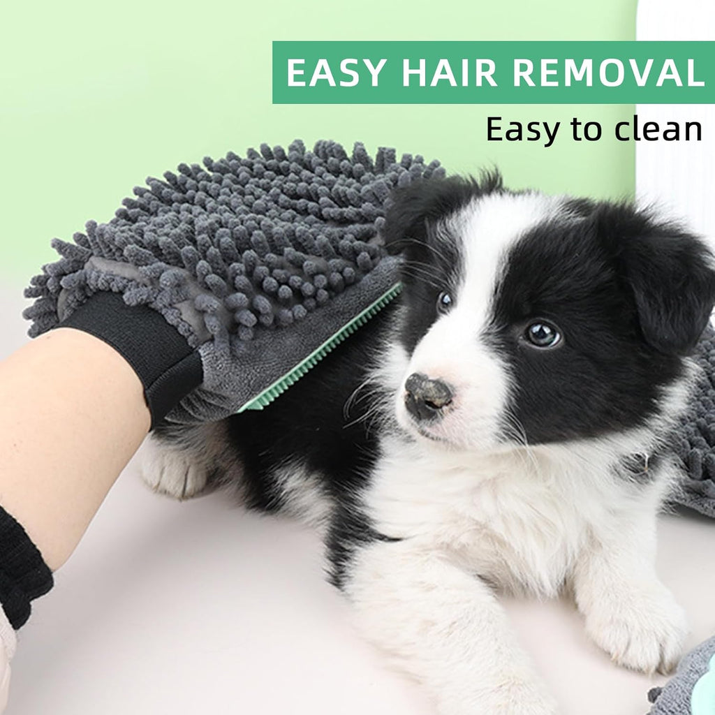 Microfiber chenille side of Histotree pet bath mitt