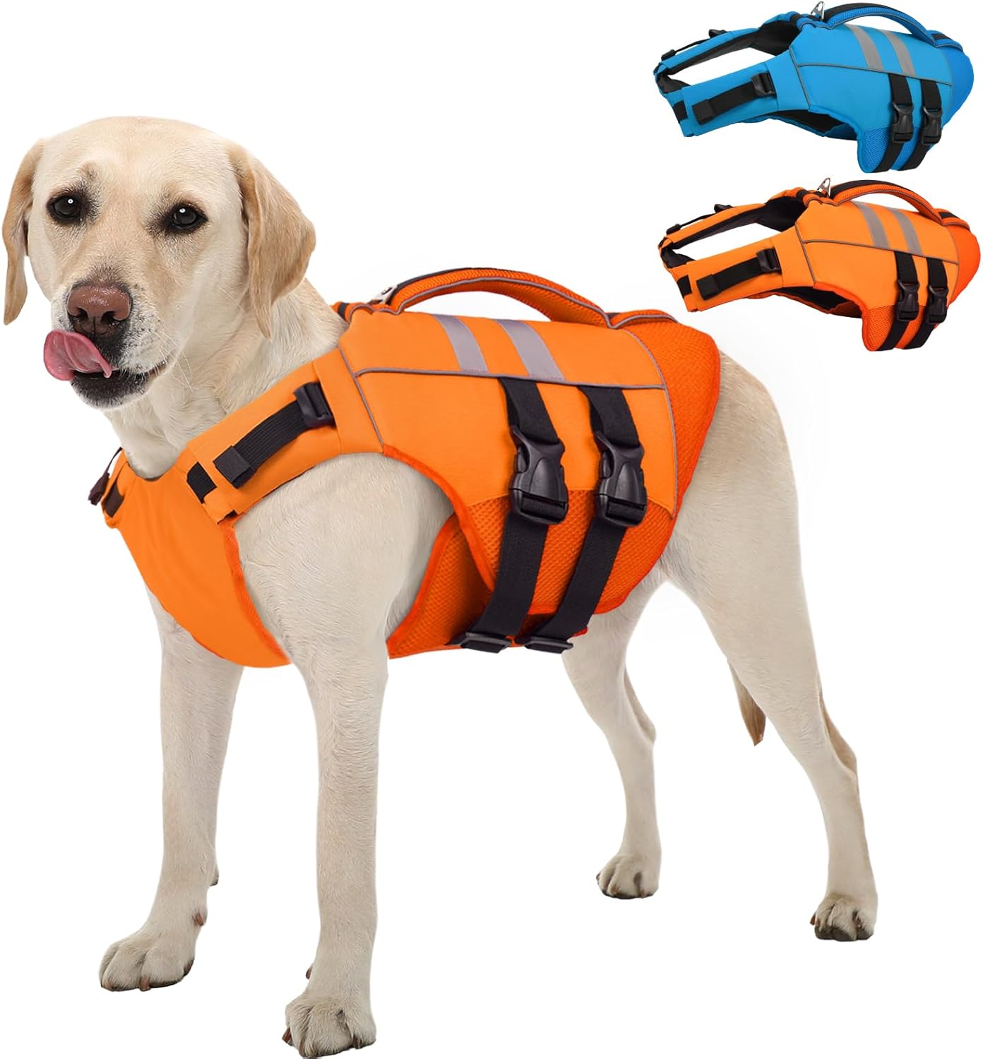 Kuoser Dog Life Jacket Large front view on a swimming dog
