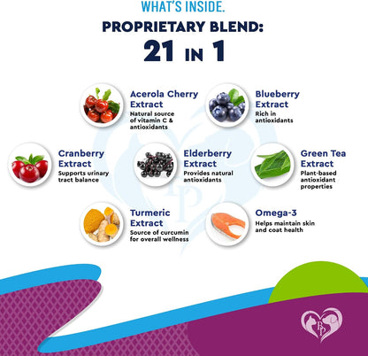 Close up of liquid multivitamin bottle for cats and dogs