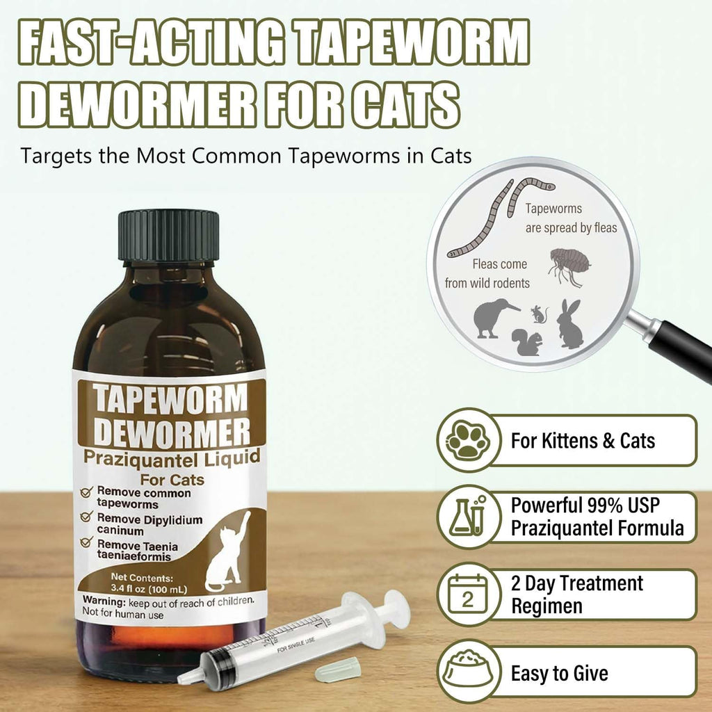 Premium pet deworming liquid with three milliliter dosing syringe